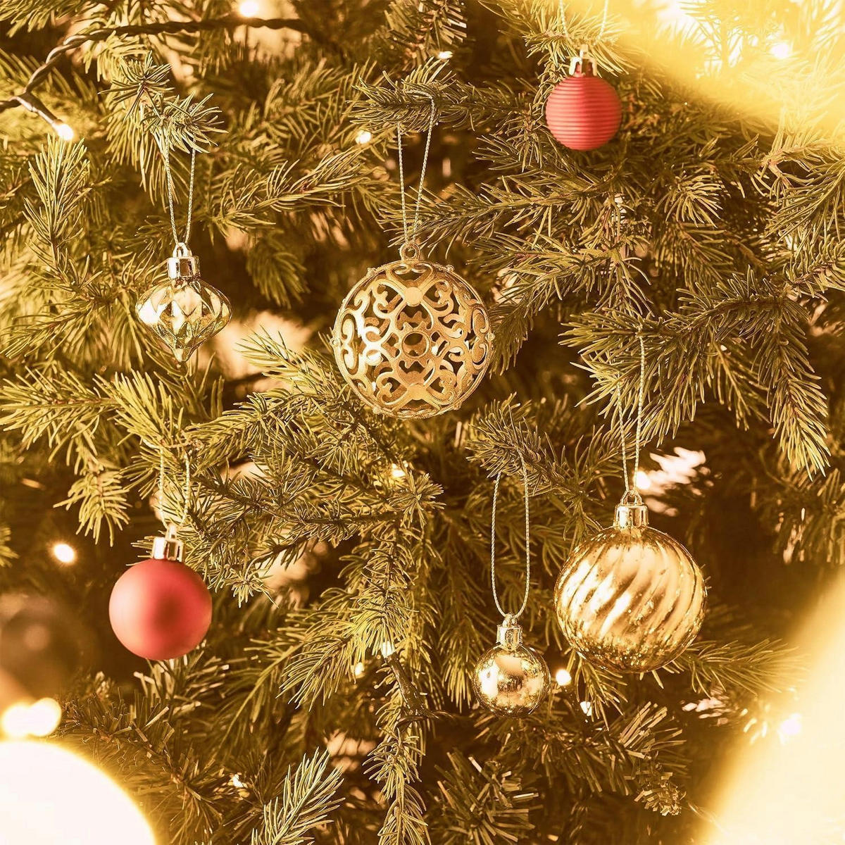 WEIHNACHTSKUGELN 100-teiliges Set Rot Gold - Multicolor, Kunststoff (6/6/6cm)