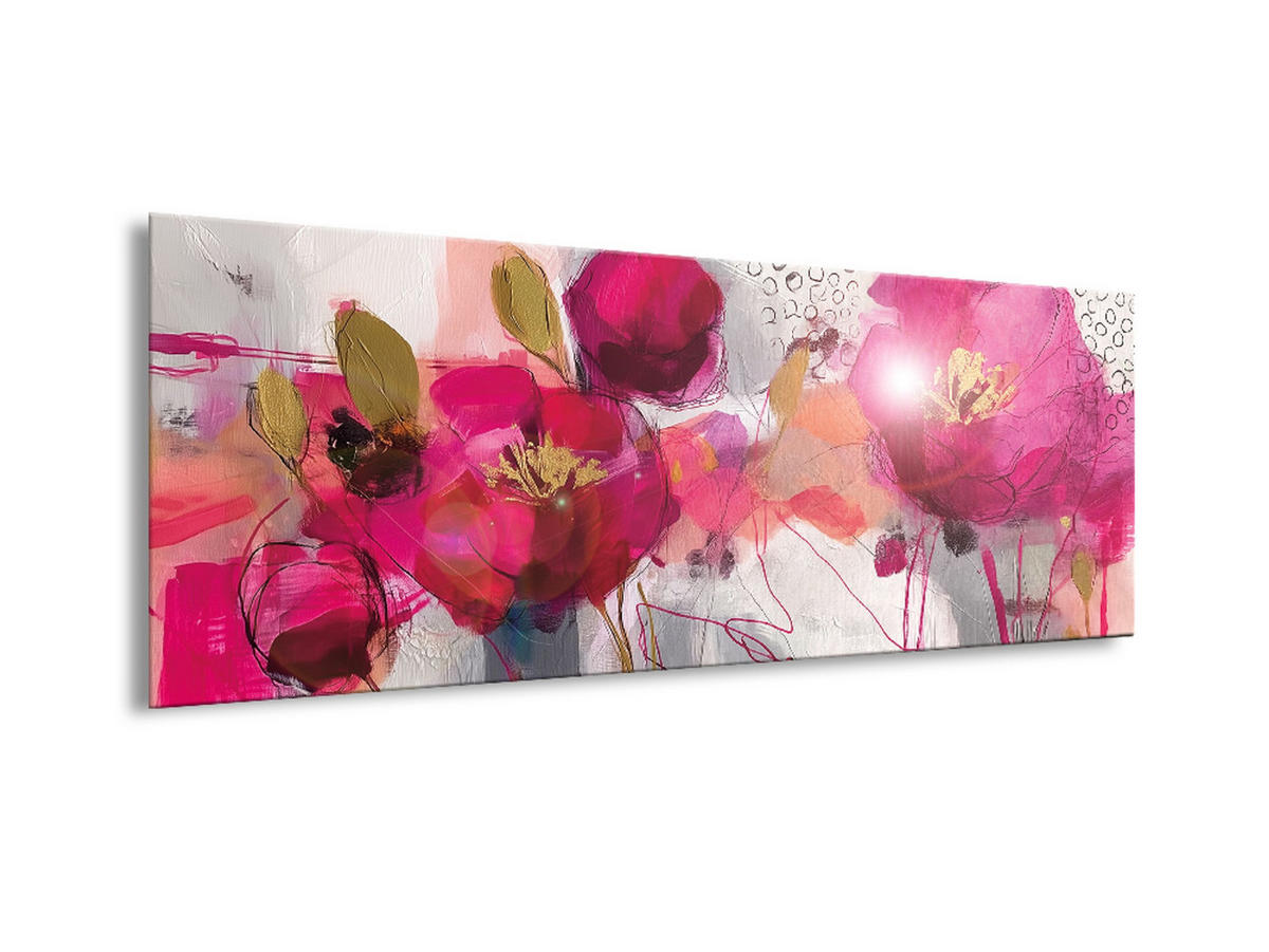 GLASBILD 80x30 cm florale Kunst pink gold - Weiß, Glas (80/30cm) - artissimo