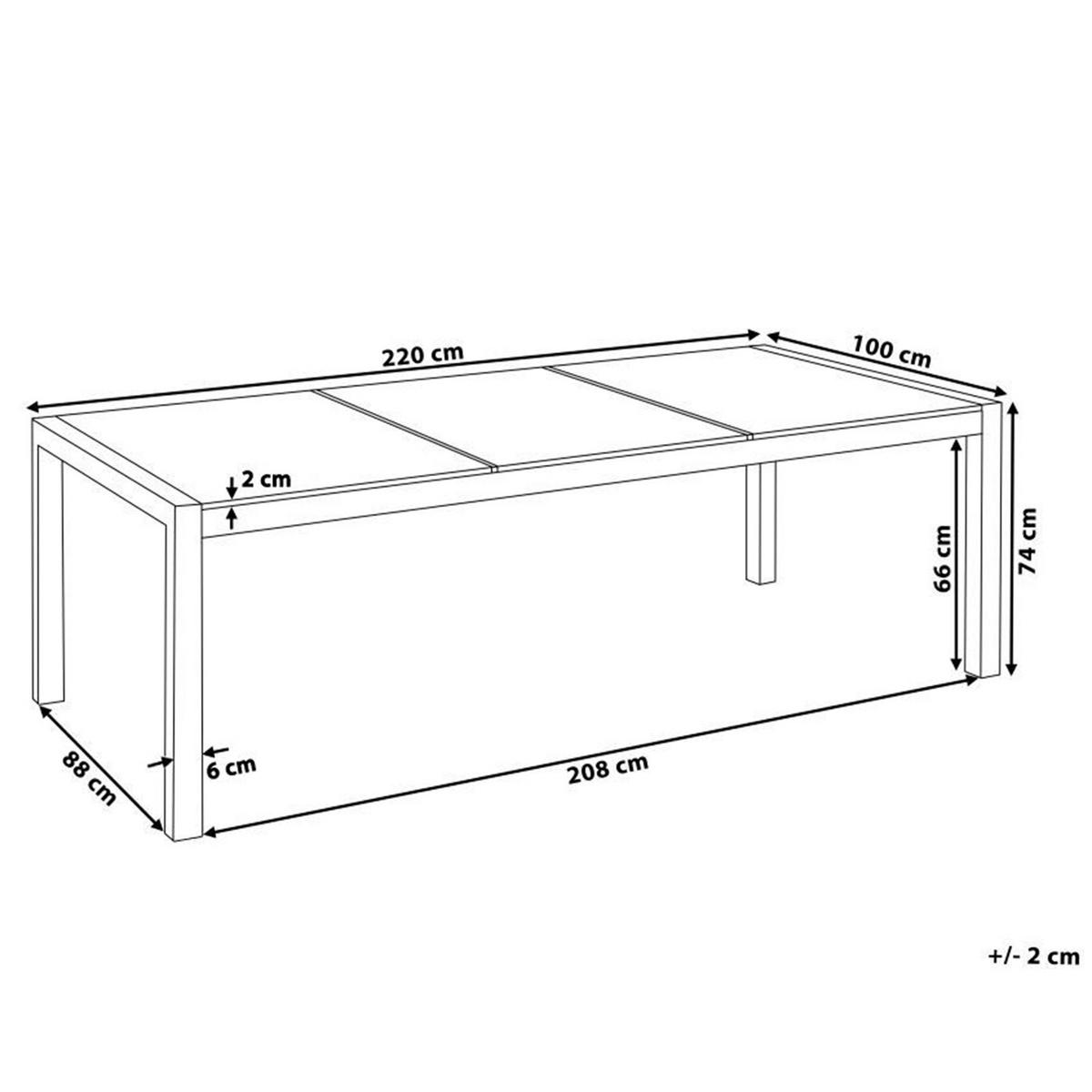 GARTENTISCH Edelstahl/Granit grau poliert 220/100 cm Grosseto - Silberfarben/Grau, Stein (220/100/74cm) - Beliani