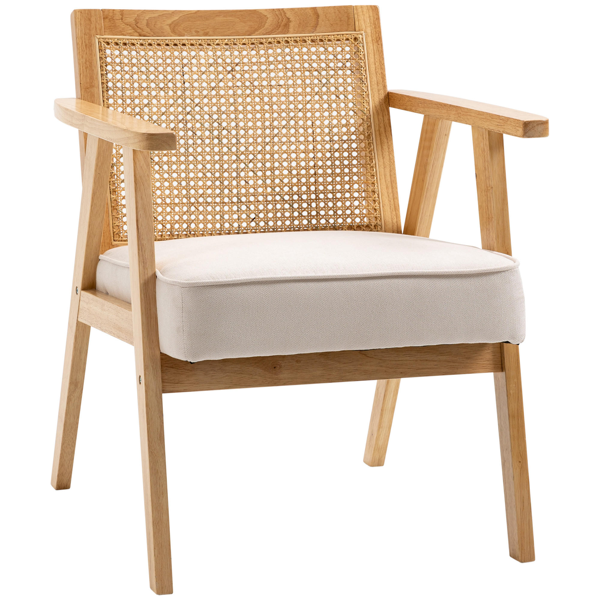SESSEL Wohnzimmer Relaxsessel mit Armlehnen, Creme - Weiß, Kunststoff (69/78/63cm) - HOMCOM