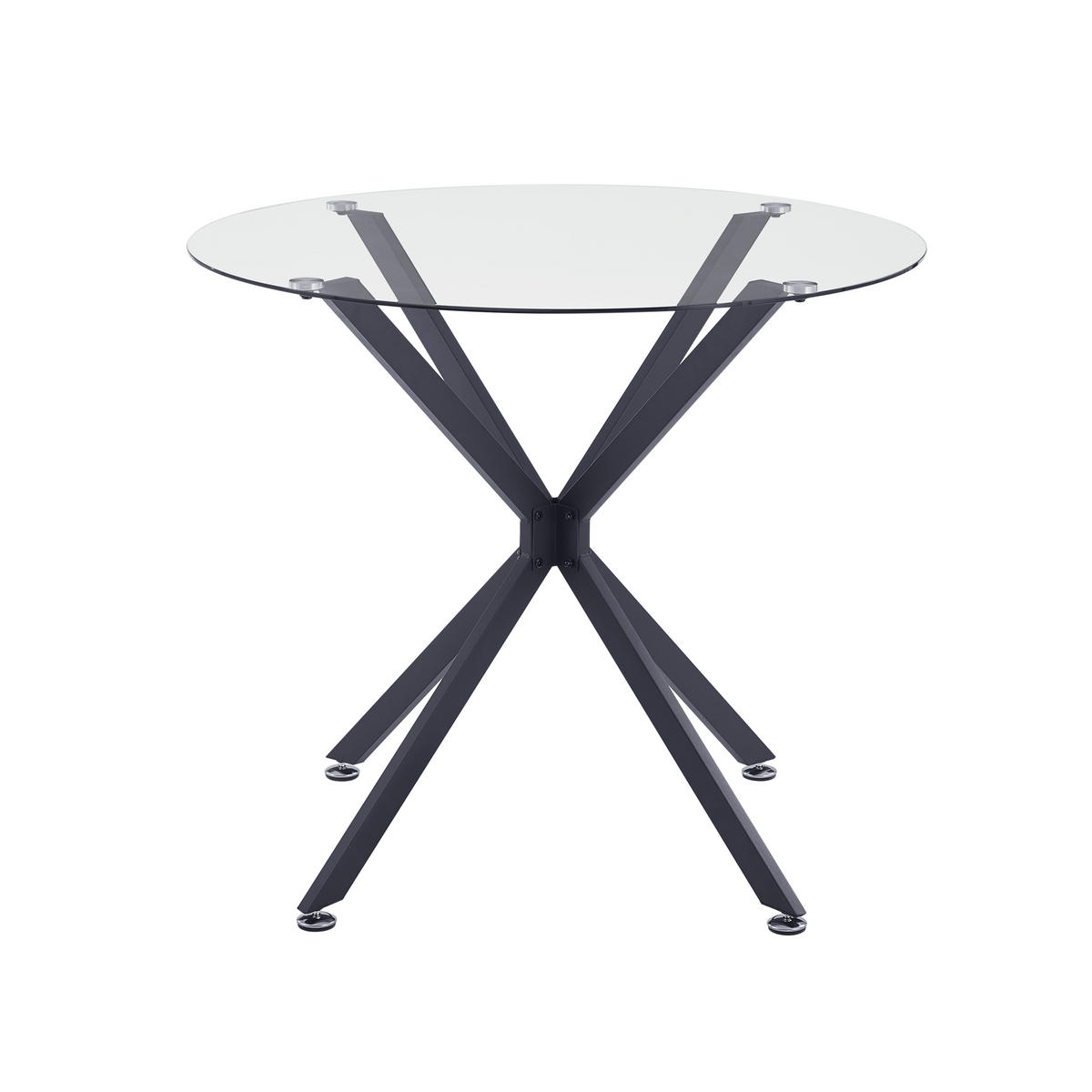 ESSTISCH 90/90/78 cm Schwarz runder Glastisch aus Hartglas mit Metallbeinen - Schwarz, Glas (90/90/78cm) - OKWISH