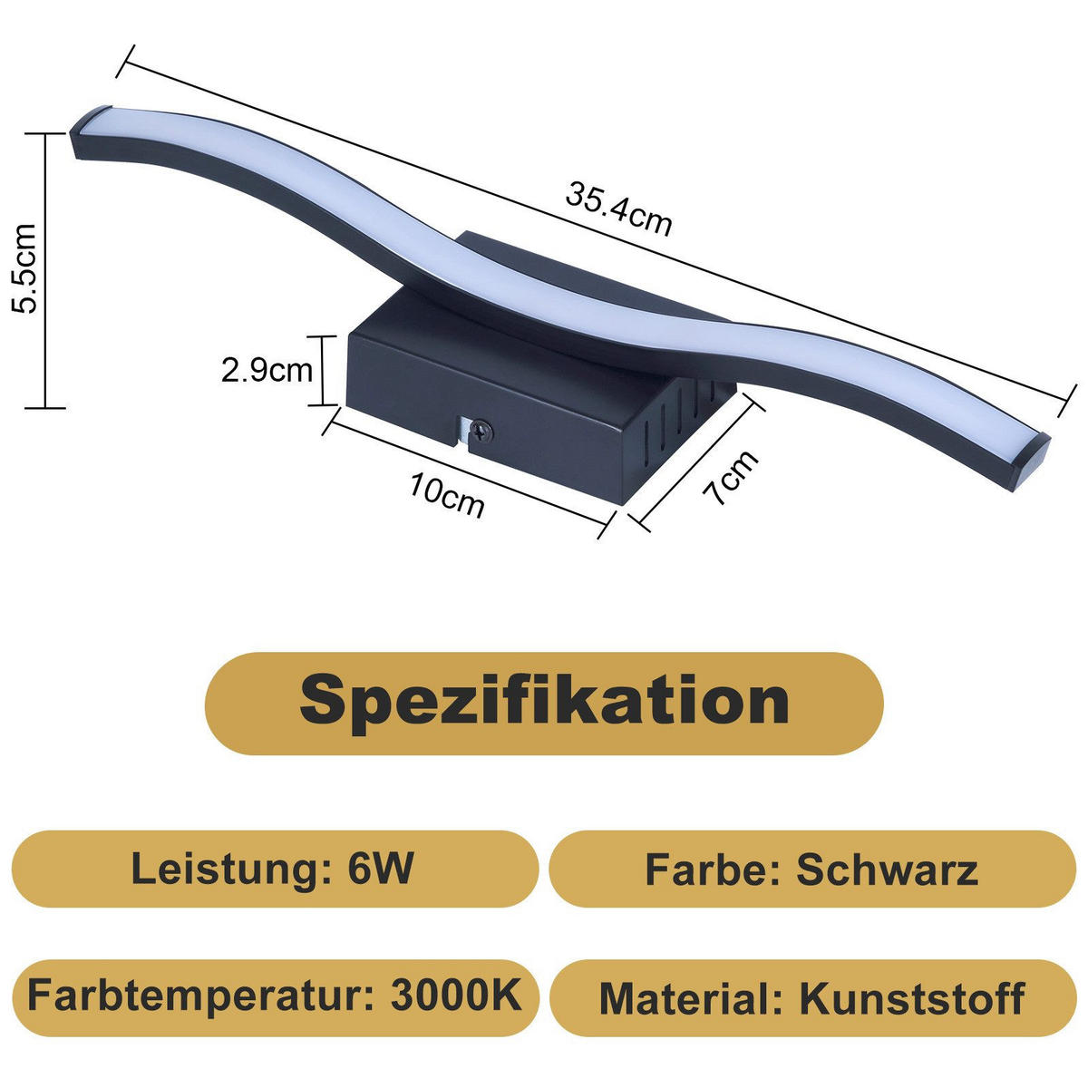 LED-DECKENLEUCHTE Leavitt 7/34.5/5.5cm - Schwarz, Kunststoff (34.5/7/5.5cm) - Nettlife