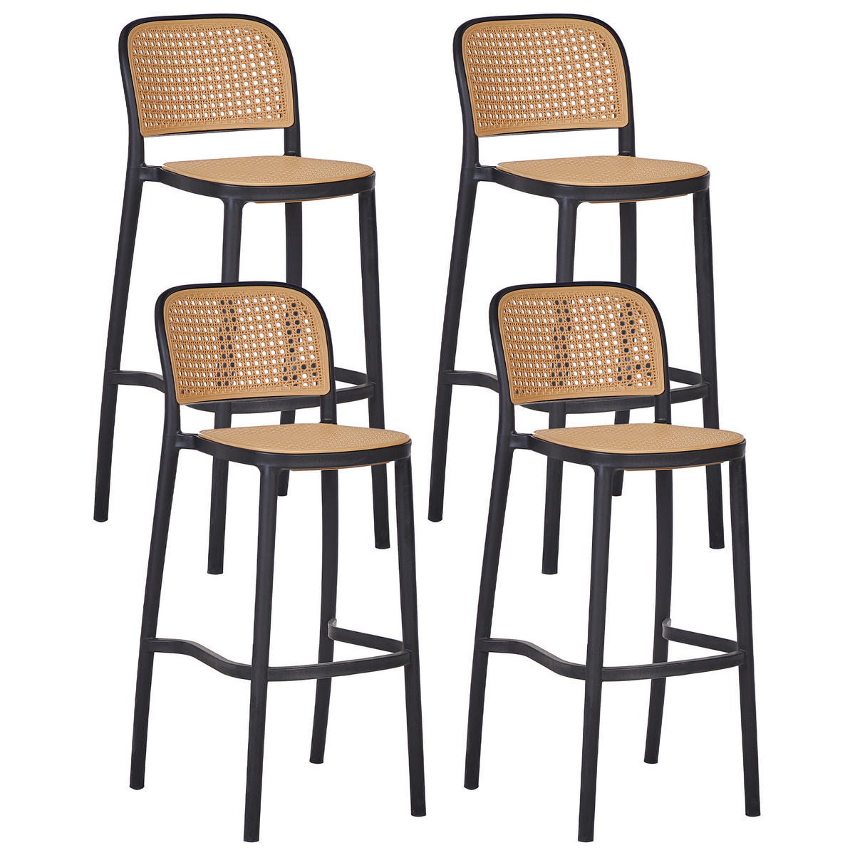 BARSTÜHLE 4er-Set Beige Plose - Beige/Schwarz, Kunststoff (40/102/46cm) - Beliani