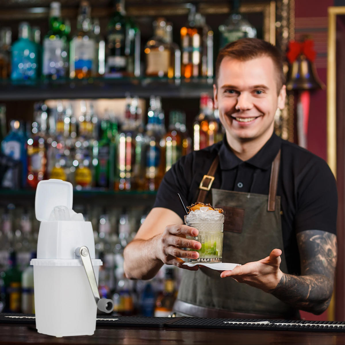 DRVIČ ľadu - biela, kov/plast (12.5/24/16cm) - Relaxdays