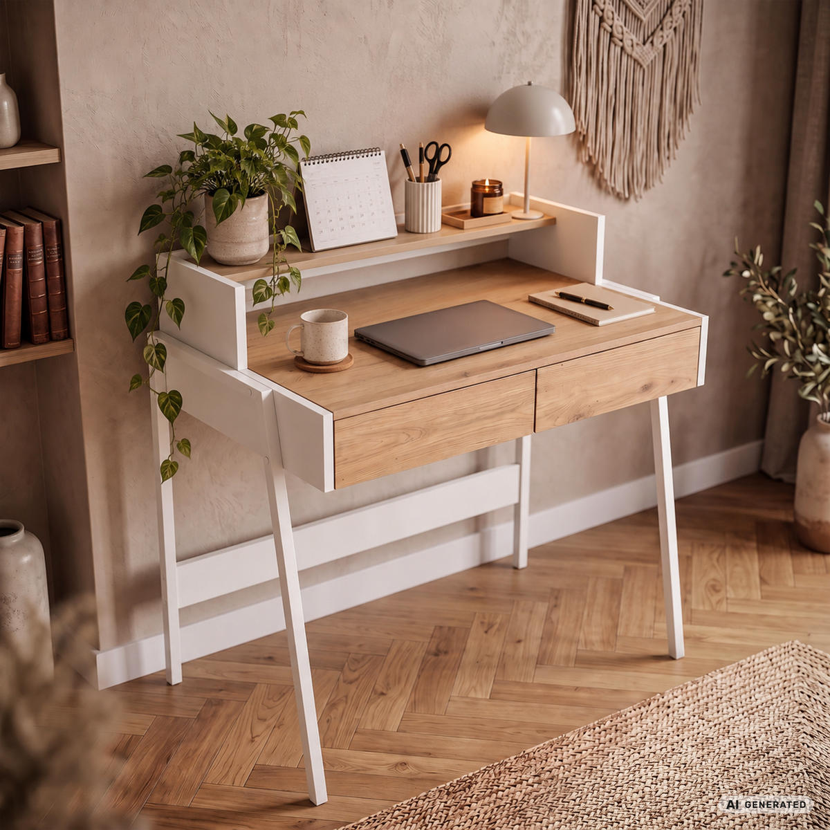 SCHREIBTISCH FLUX 78 cm Sonoma Eiche - Weiß/Sonoma Eiche, Holzwerkstoff (78/48/95cm) - Akord