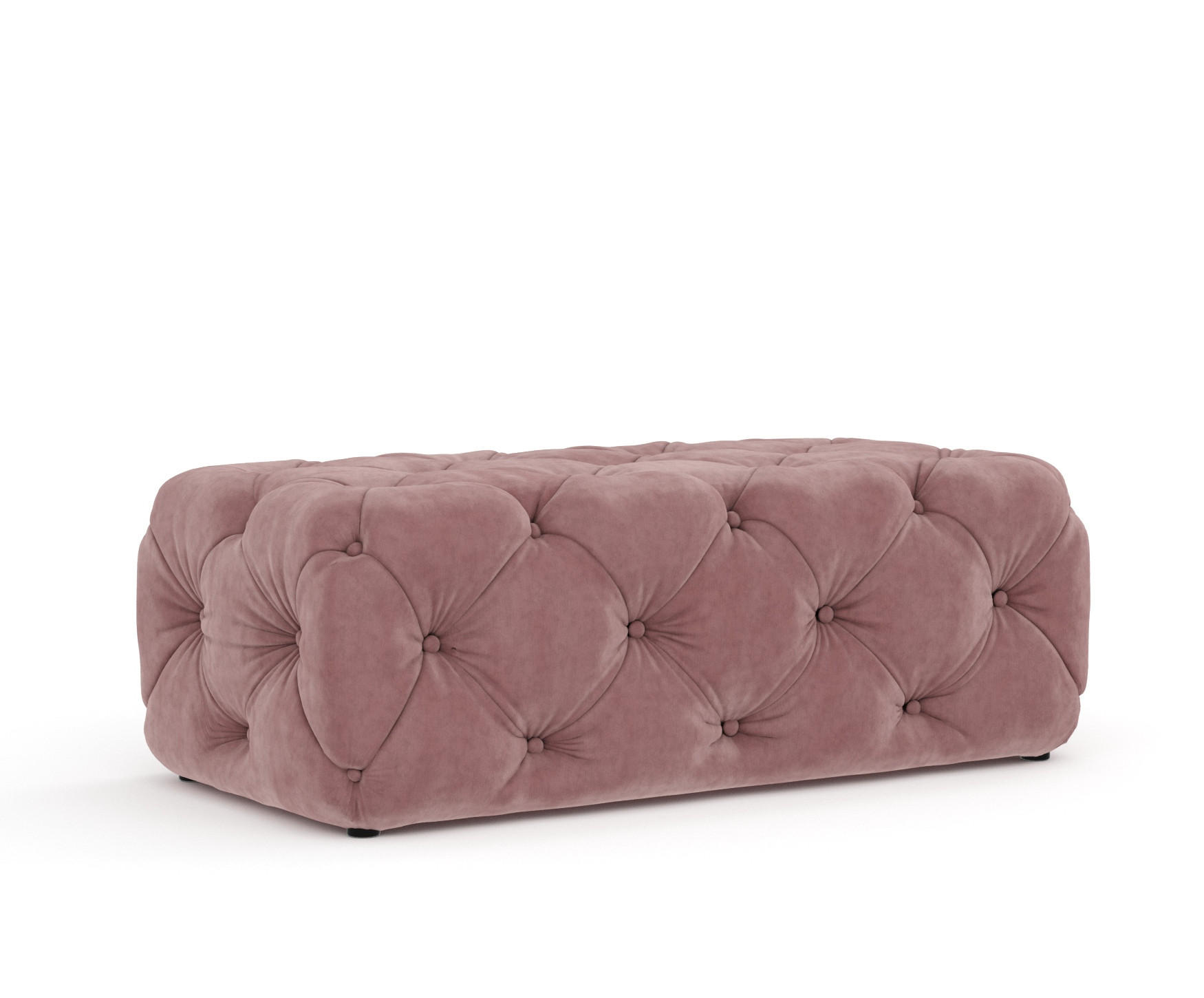 POUF Cosimo Rosa Samtstoff - Schwarz/Rosa, Holz/Holzwerkstoff (130/39/65cm) - Maison de Reve