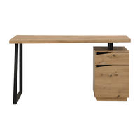 SCHREIBTISCH - 140 cm x 60 cm - Holz, Platte, Metall - Schwarz, Naturfarben Hell - GOTAMA - Schwarz/Naturfarben, Holz/Metall (60/140/75cm) - Vente-Unique