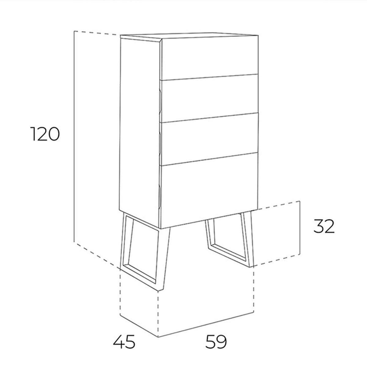 KOMMODE Chiffonier Nussbaum 59/45/120 cm - Walnussfarben, Holz (59/120/45cm) - ANGEL CERDA