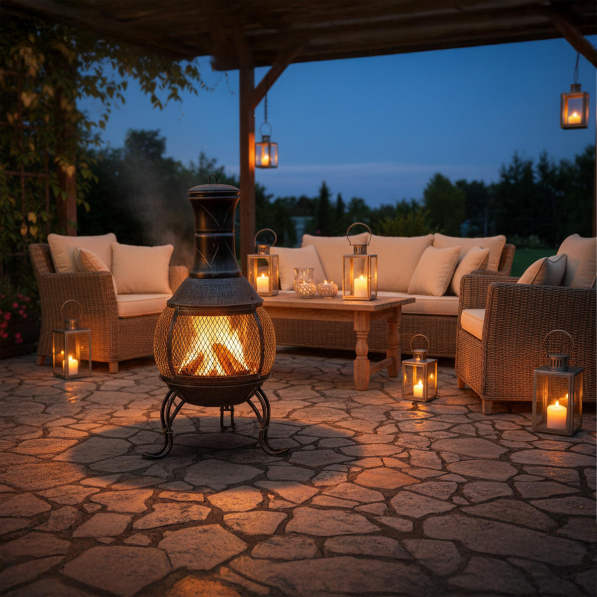 AZTEKENOFEN - Grau, Metall (45/89/45cm) - Relaxdays