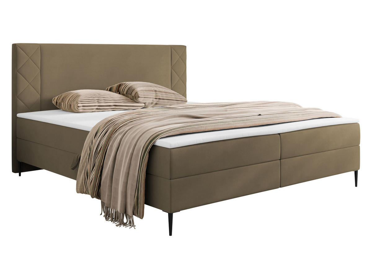 BOXBETT Portes - H3 - Hellbraun/Schwarz, Holzwerkstoff/Textil (160/200cm) - MIRJAN24