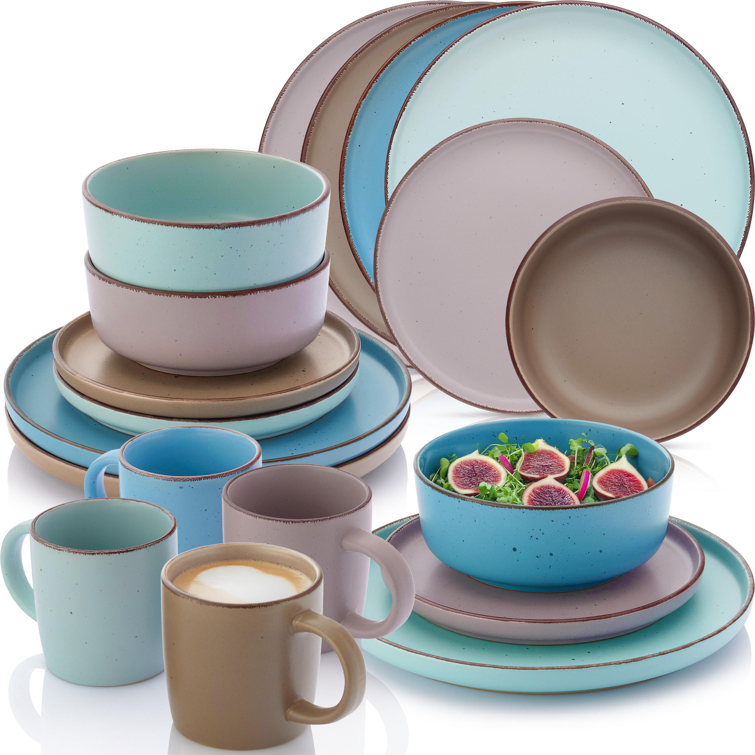 KOMBISERVICE BOMBAY MEERESBODEN - 16 teilig aus Steingut - Blau/Multicolor, Stein (50/30/80cm) - Sänger
