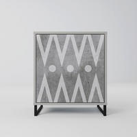 SIDEBOARD SHARP EDGES, Grau, 57,5x42x67,5 cm, Schwarze Metall-Rahmenfüße - Multicolor/Schwarz, Holzwerkstoff/Metall (57.5/67.5/42cm) - SpaceRebels