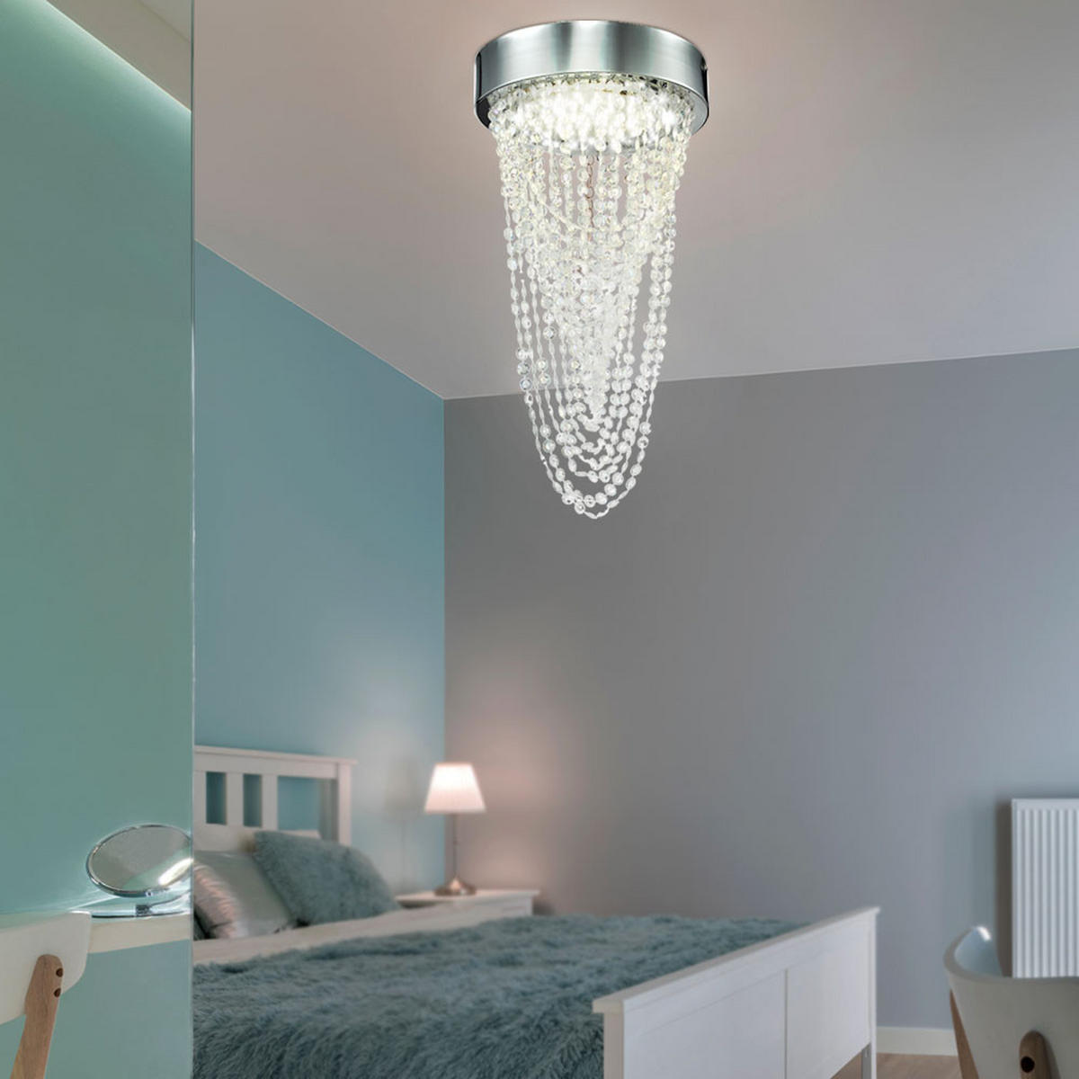 LED DECKENLEUCHTE Kira Chrom Kristall - Klar, Metall (20/20/34cm)