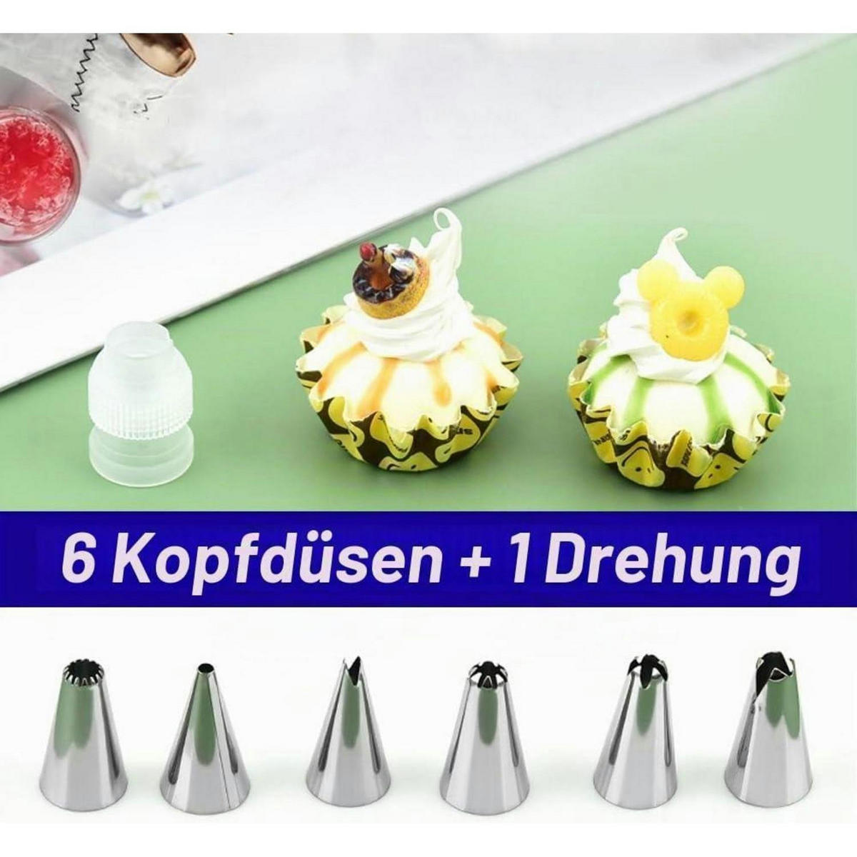 SPRITZBEUTEL Set 50 Stück Extra Groß 51.5 cm mit 6 Tüllen - Blau, Kunststoff (25/1/51.5cm)