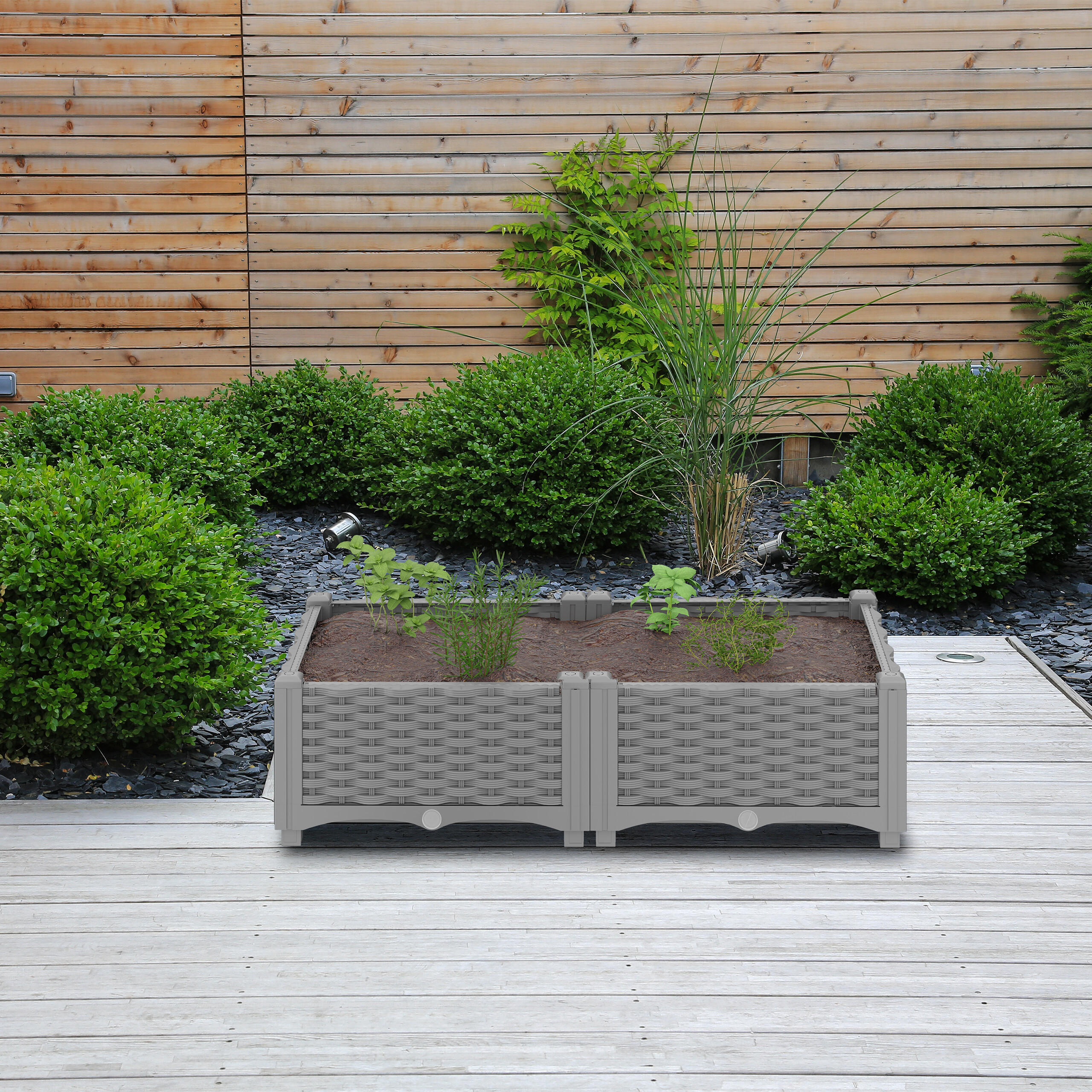 PFLANZKÜBEL - Grau, Kunststoff (40/38/40cm) - Relaxdays