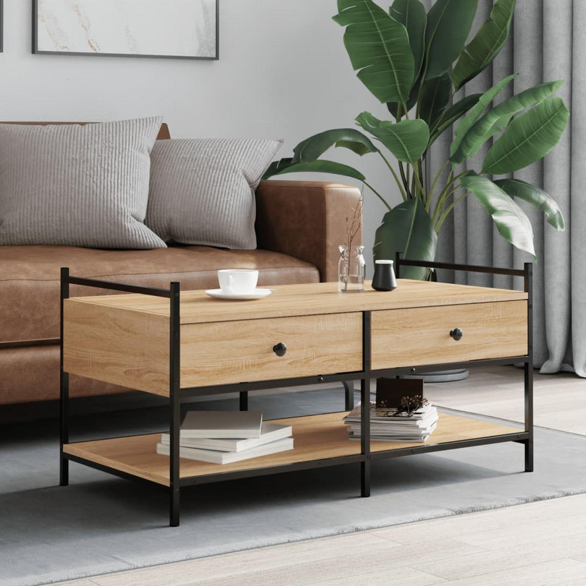 COUCHTISCH Sonoma-Eiche 99x50x50 cm Holzwerkstoff - Braun, Holzwerkstoff (50/99/50cm) - furnicato