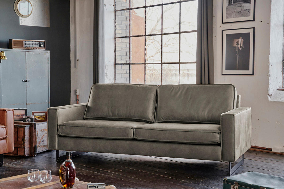 SOFA VILNIUS Anthrazit Kunstleder - Anthrazit/Schwarz, Textil (206/85/99cm) - KAWOLA