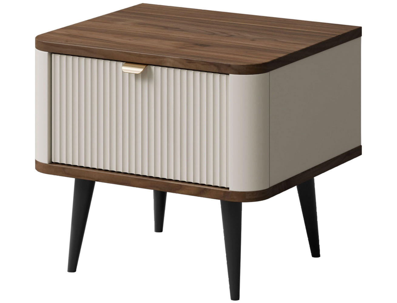 NACHTKONSOLE Kaschmir / Walnuss 50 / 40 / 42cm (2er-Set) - Kaschmir/Beige, Holz/Holzwerkstoff (50/42/40cm) - Feldmann-Wohnen