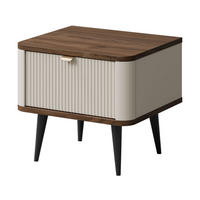 NACHTKONSOLE Kaschmir / Walnuss 50 / 40 / 42cm (2er-Set) - Kaschmir/Beige, Holz/Holzwerkstoff (50/42/40cm) - Feldmann-Wohnen