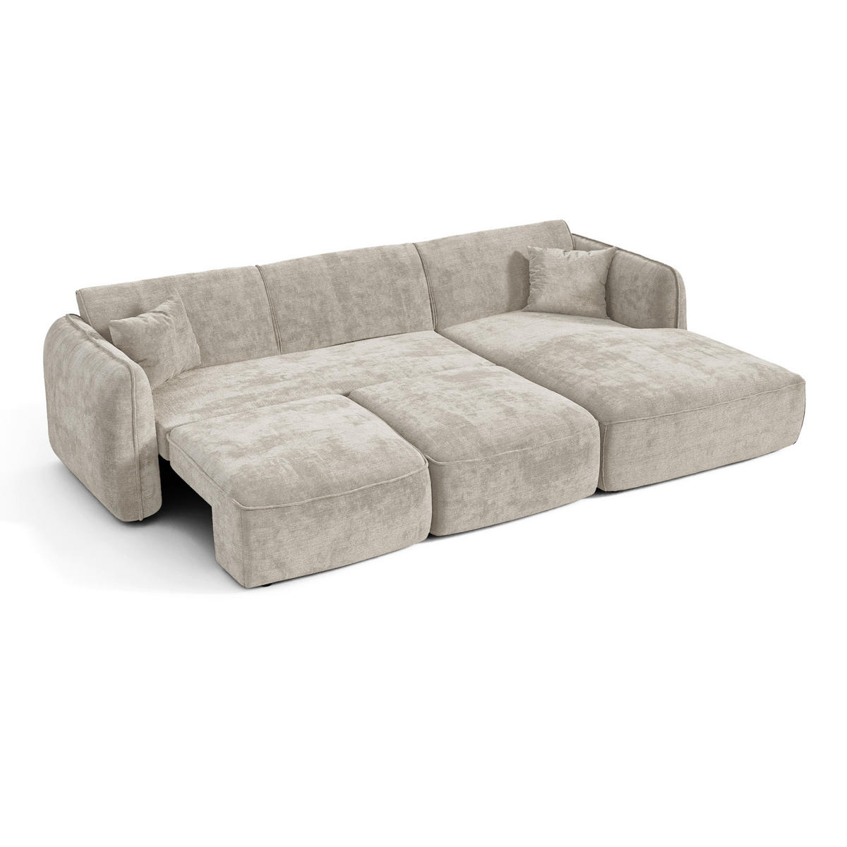 ECKSOFA rechtwinklig LOMI Geprägter Samt Taupe 274cm - Taupe, Textil (274/174cm) - Premium Interiors