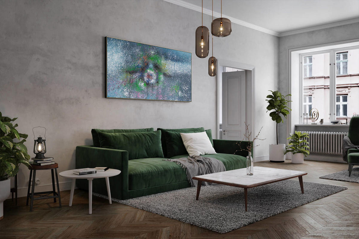 ÖLGEMÄLDE XXL Grün 200/100 cm - Grün, Holz/Textil (6.68/100cm) - KUNSTLOFT