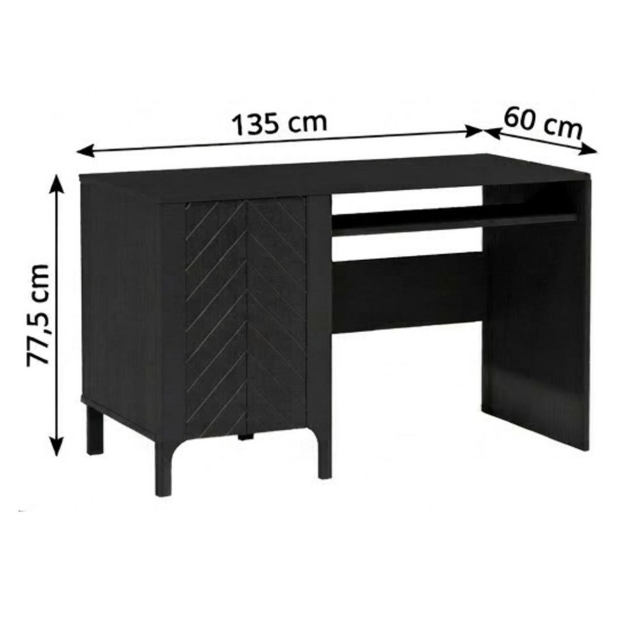SCHREIBTISCH Malumi MM-9 135 x 60 x 77,5 cm Schwarz Paintflow - Schwarz, Holzwerkstoff (60/135/77.5cm) - Koseto
