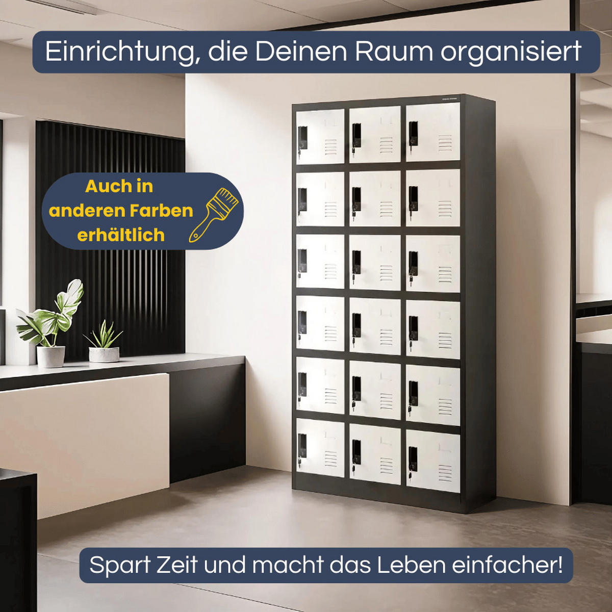 SCHLIESSFACHSCHRANK Spind BERN 18 Fächer185x90x40cm Anthrazit - Anthrazit, Metall (90/185/40cm) - DELUKE