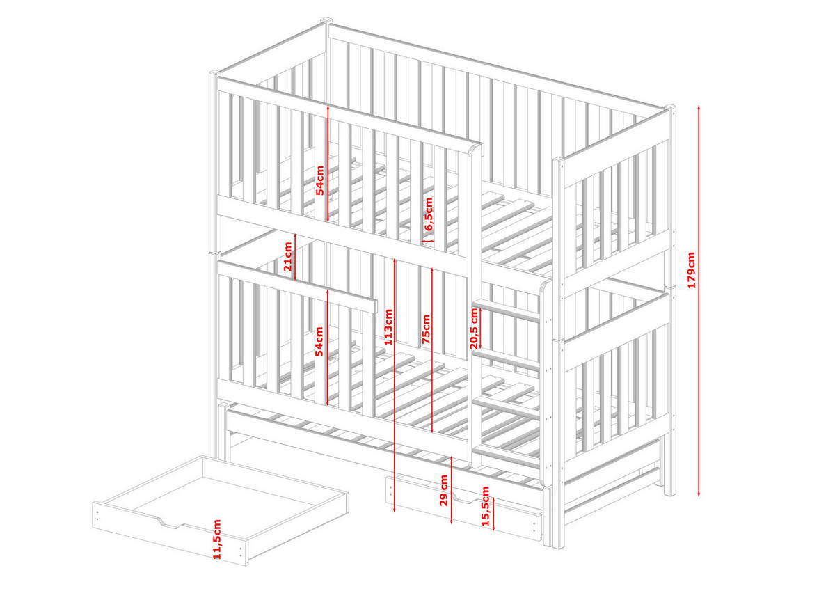 ETAGENBETT 90x200 cm mit Schublade in weiß - Weiß, Holz (90/200cm) - Kids Collective
