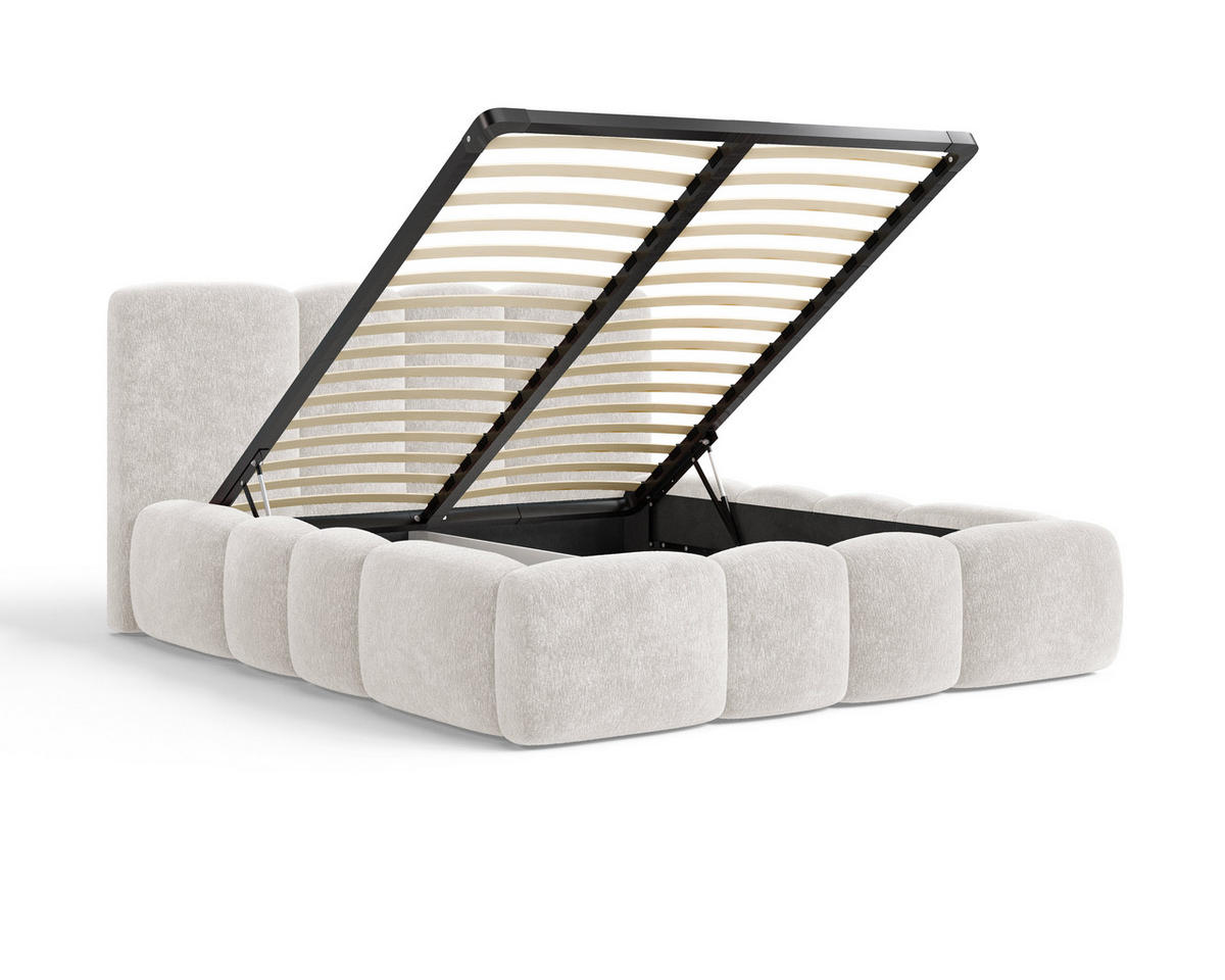 POLSTERBETT 26 - 180x200 cm – Amari – Bett mit Bettkasten und Gepolstertem Kopfteil - Beige, Holz (180/200cm) - ROYAL24_MARKT