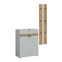 GARDEROBEN-SET NARO 3-tlg. (B/H/T: ca. 150/194/37 cm) in grau/grau - Grau, Holzwerkstoff (150/194/37cm)