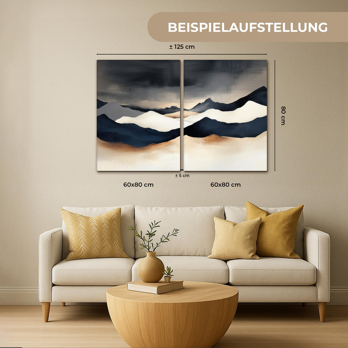 LEINWANDBILD 2er Set Landschaft - Abstrakt - Modern 100x70 cm - Dunkelblau, Textil (100/70cm) - MuchoWow