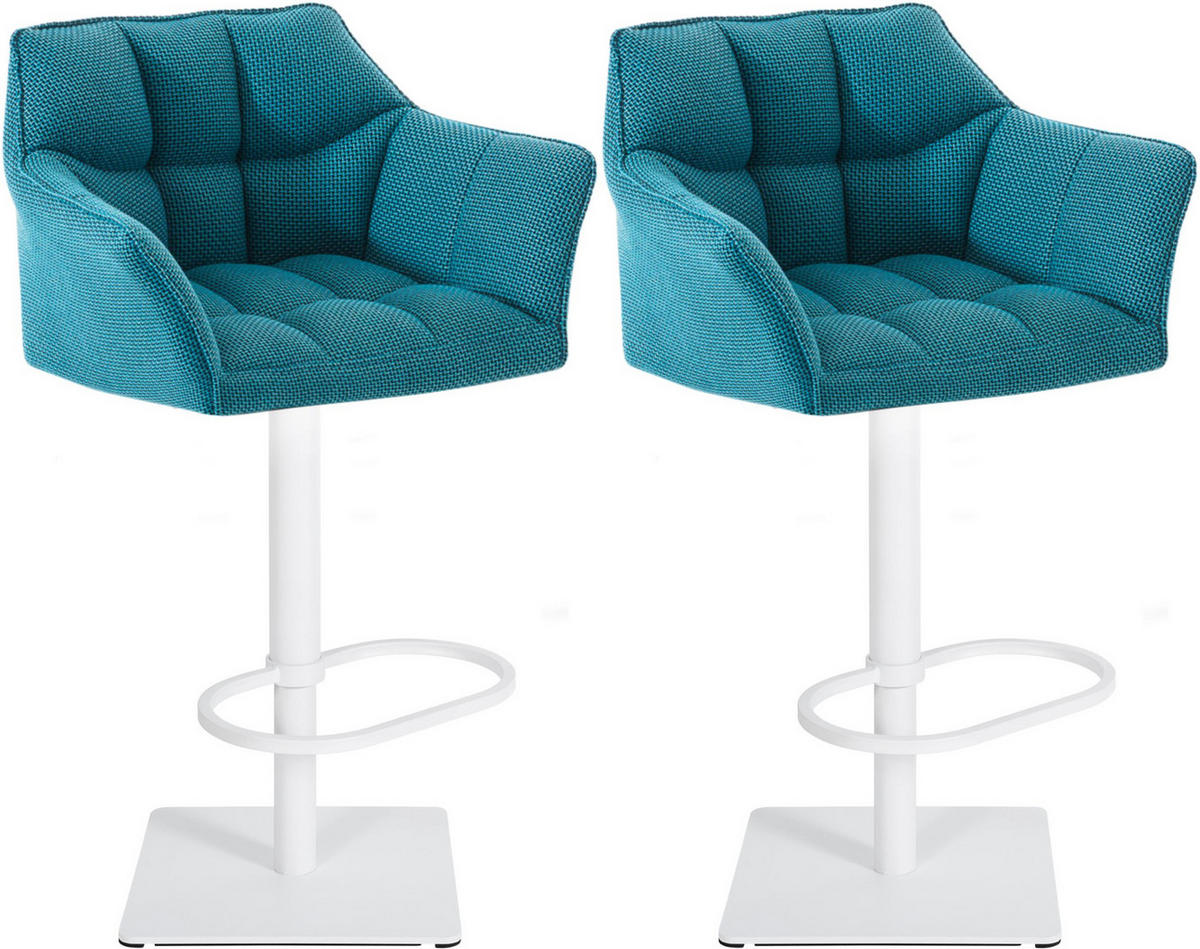 BARHOCKER 2er Set Stoff Türkis - Türkis/Weiß, Textil/Metall (64/88/45cm) - CLP