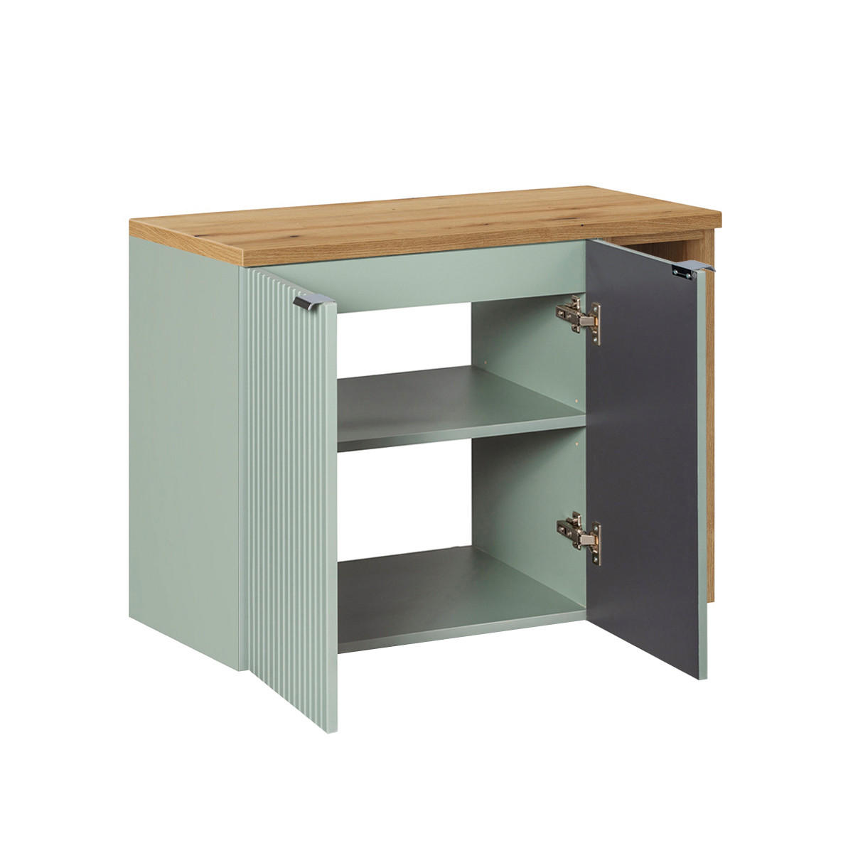 KOUPELNOVÝ NÁBYTEK 80.4cm Jade 2er-Set Zelená a dřevo - zelená barva, kompozitní dřevo (80.4/59.5/40cm) - Petits-meubles