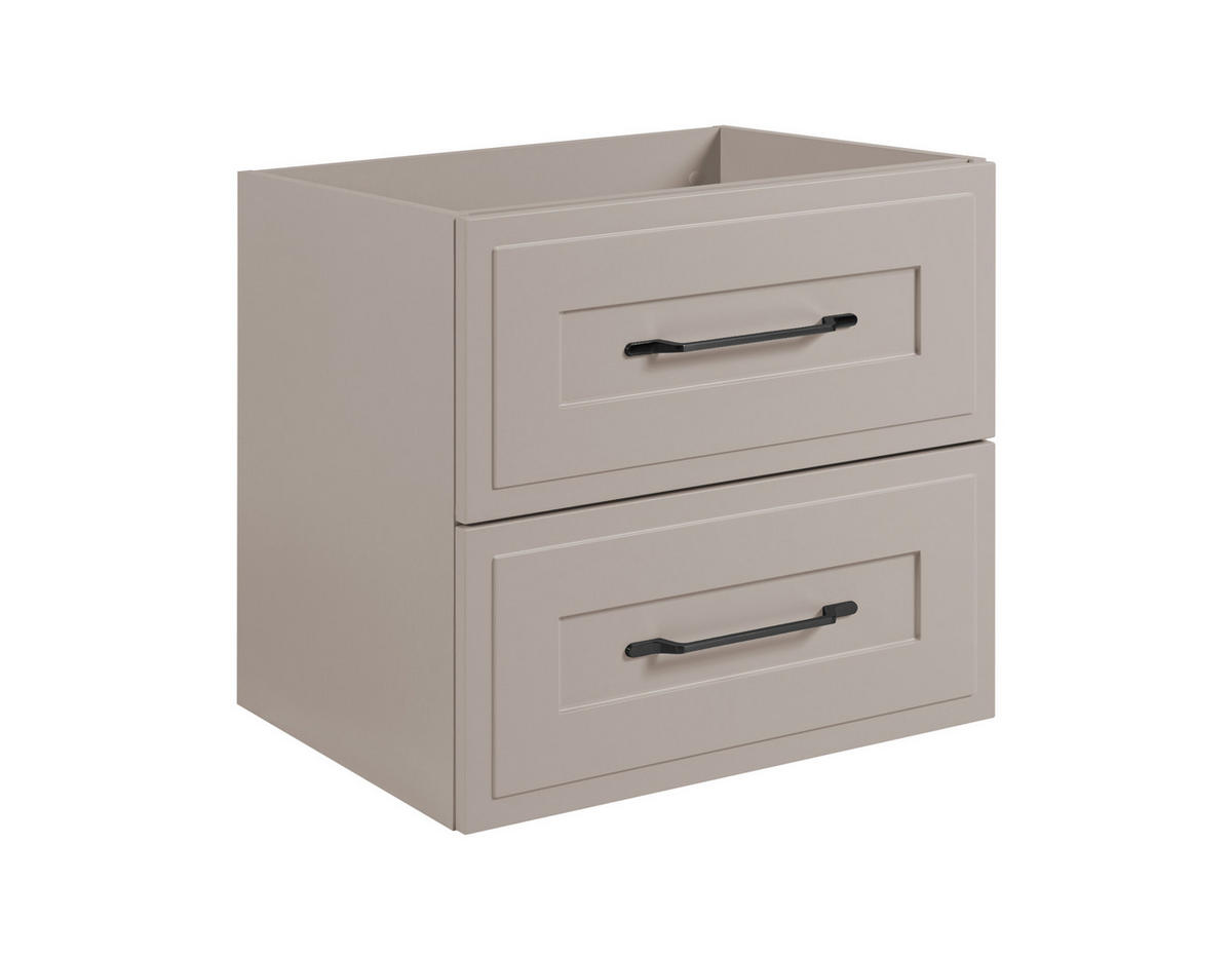 WASCHBECKENUNTERSCHRANK im klassischen Stil, Kaschmir, 60 x 57 x 46 cm - Beige/Schwarz, Holzwerkstoff (60/57/46cm) - 3XE LIVING