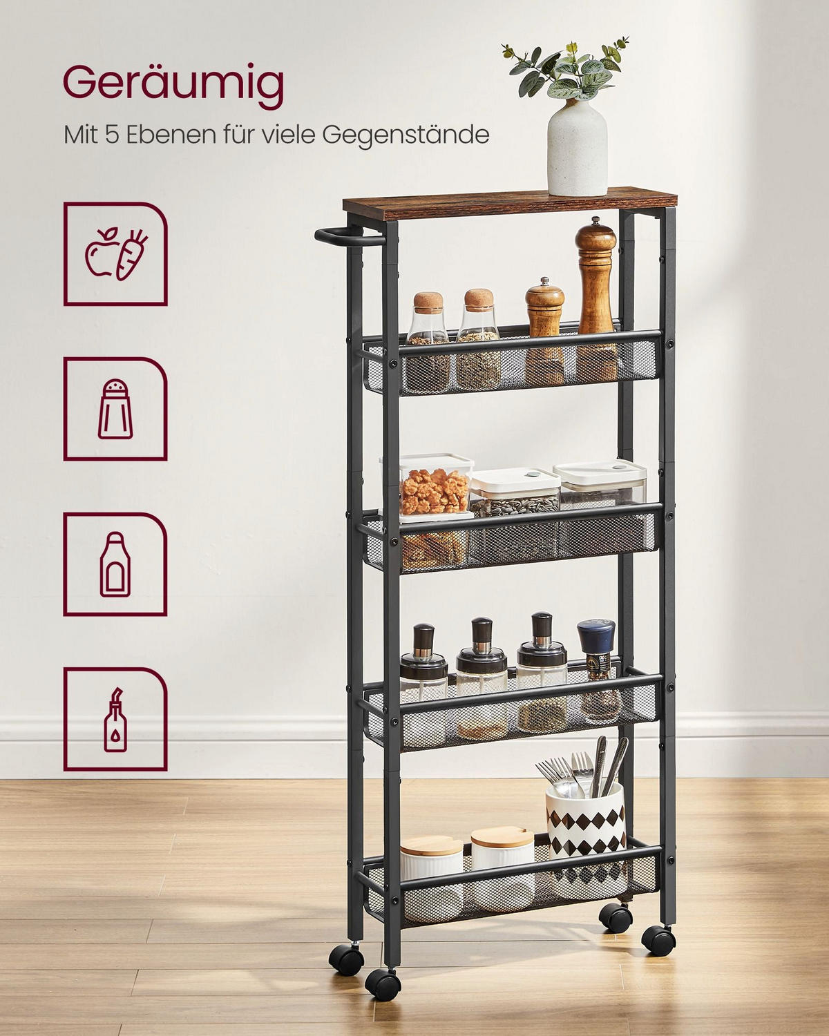 ROLLWAGEN ST. JOHN'S - Braun, Holzwerkstoff (45.4/99.6/13cm) - Hansiro