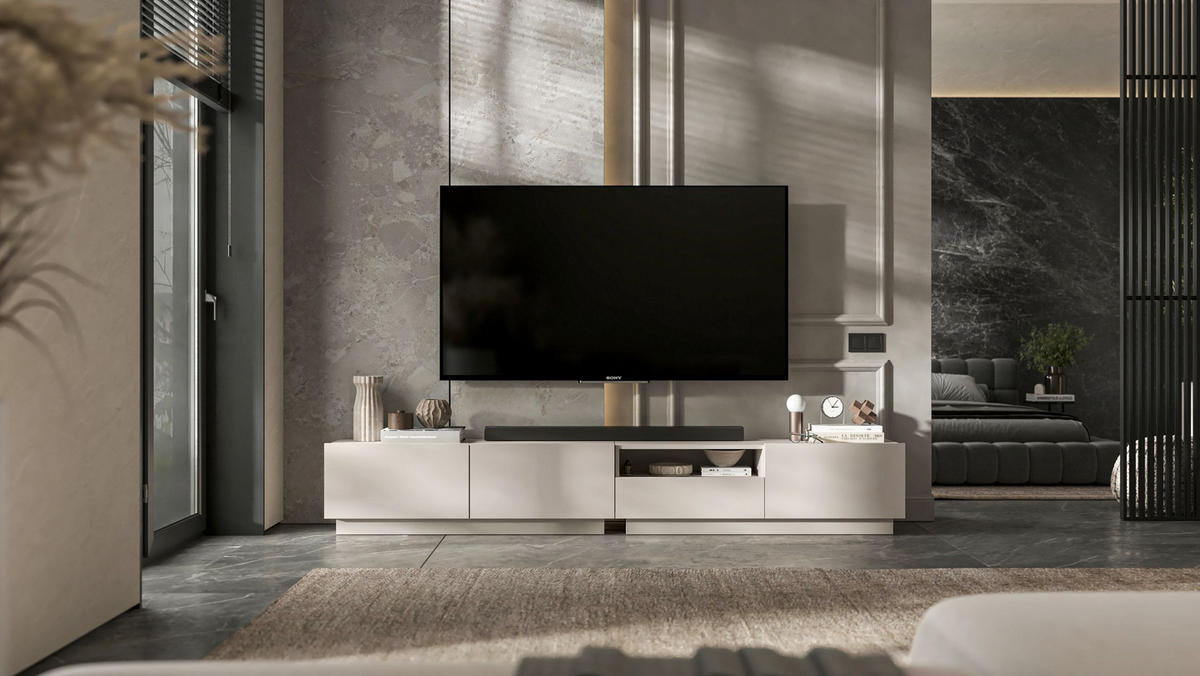 TV-LOWBOARD 2-er Set Enjoy Kaschmir Matt Loft Schublade 120 cm - Kaschmir, Holzwerkstoff (240/37/35cm) - Meble Lindner