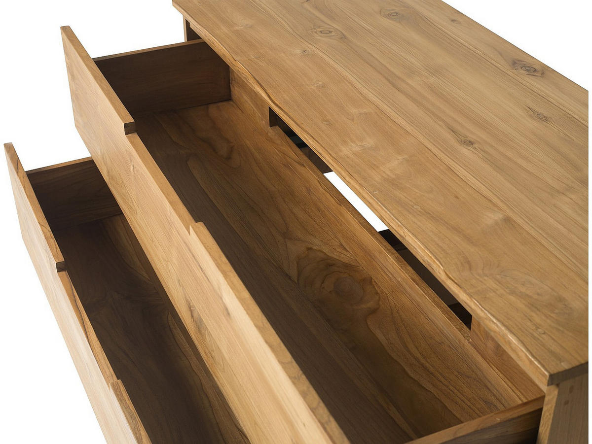 DOPPELWASCHTISCH - 115 cm x 45 cm - keramik - naturfarben hell Bimbing - Weiß, Keramik/Holz (115/45/45cm) - Vente-Unique