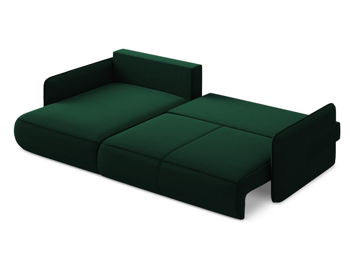 ECKSOFA mit Schlaffunktion Samt Stoff Grün - Dunkelgrün/Schwarz, Kunststoff/Textil (148/240cm) - Makamii