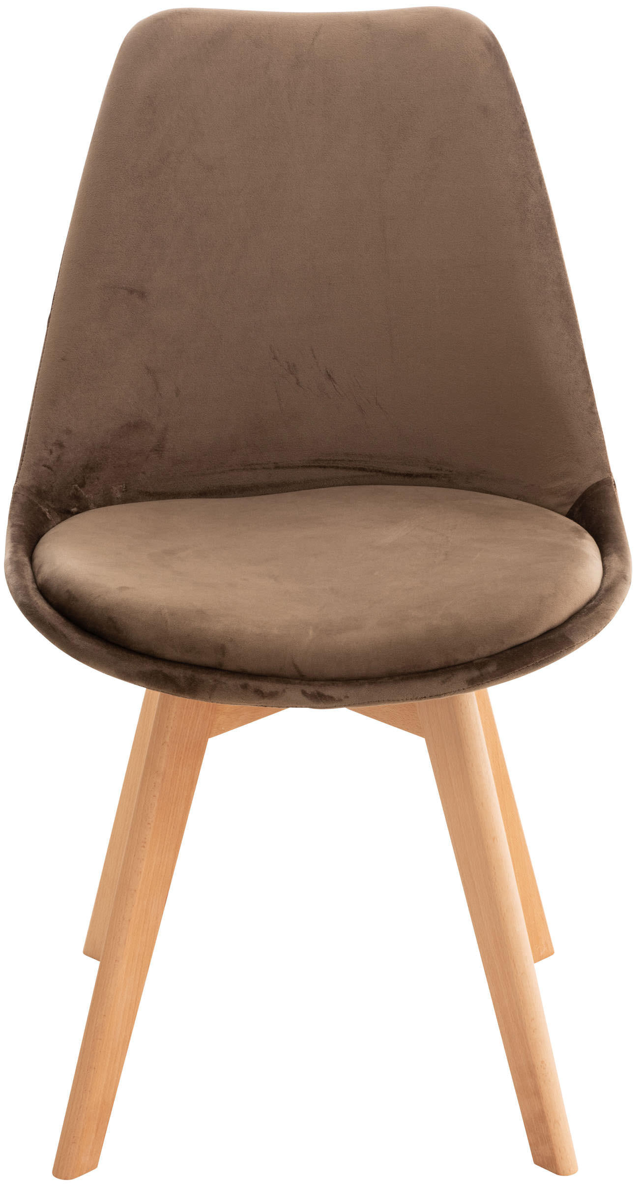 STUHL 4er Set Samt dunkelbraun - Eukalyptusholzfarben/Dunkelbraun, Holz/Textil (49/83/50cm) - CLP