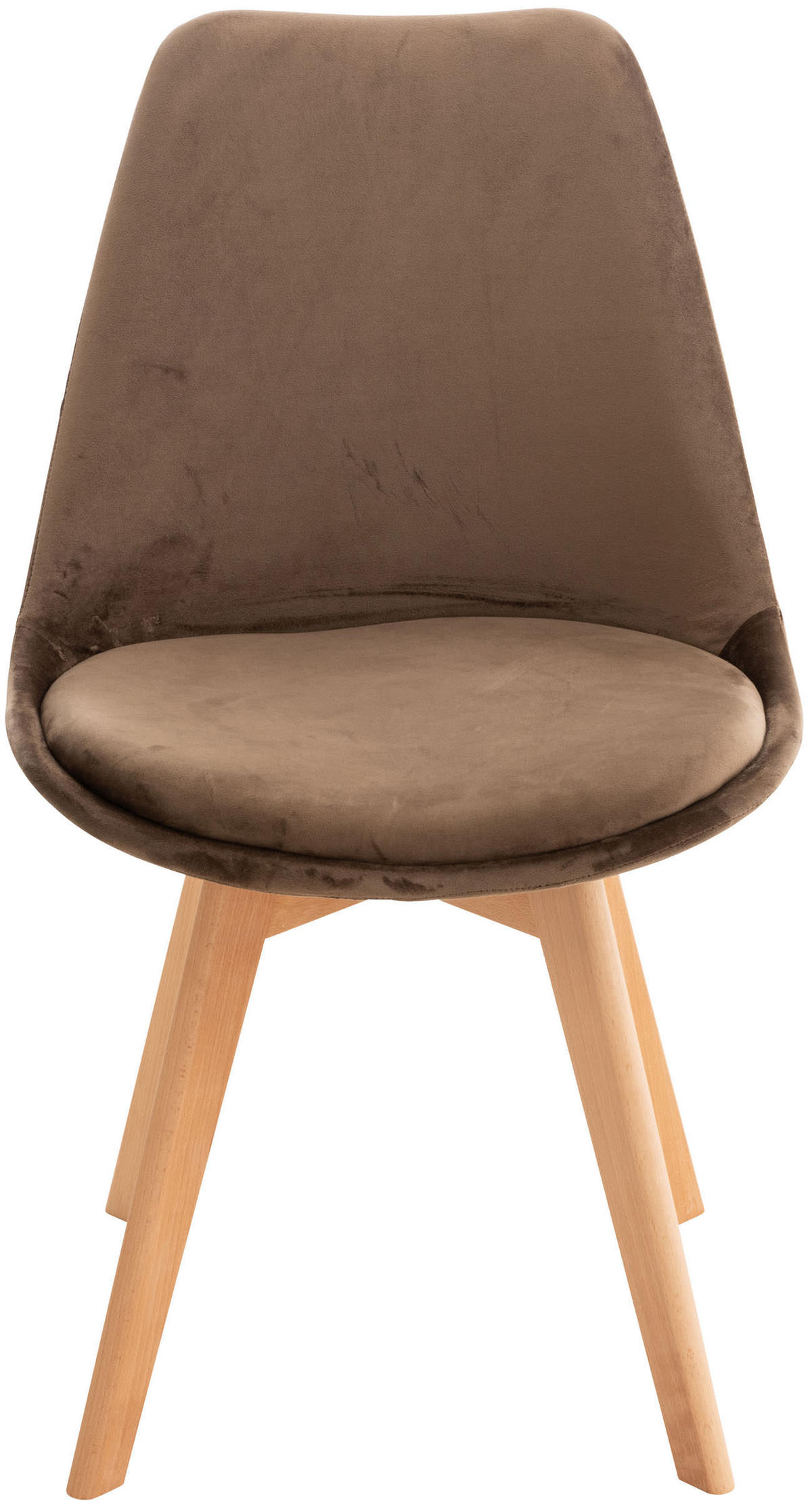 STUHL 4er Set Samt dunkelbraun - Eukalyptusholzfarben/Dunkelbraun, Holz/Textil (49/83/50cm) - CLP