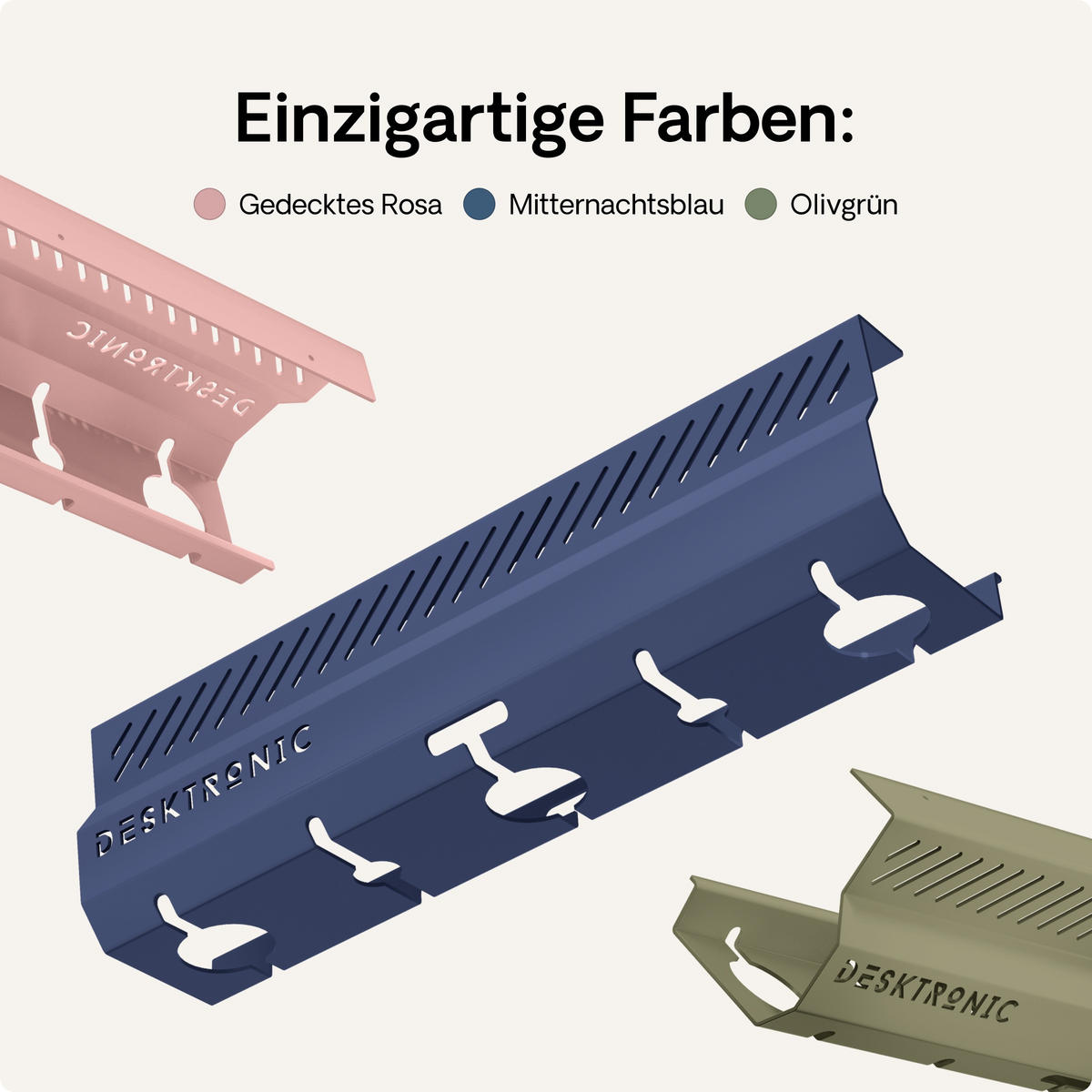 KABELKANAL Schreibtisch Blau, 2x43cm, Hochwertiger Stahl - Blau, Metall (43/12/10cm) - Desktronic