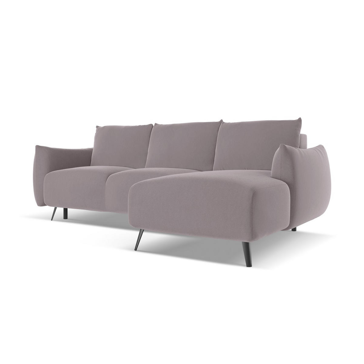 ECKSOFA mit Schlaffunktion Samt Stoff Violett - Lila/Flieder, Textil/Metall (242/162cm) - LaMiaSofa