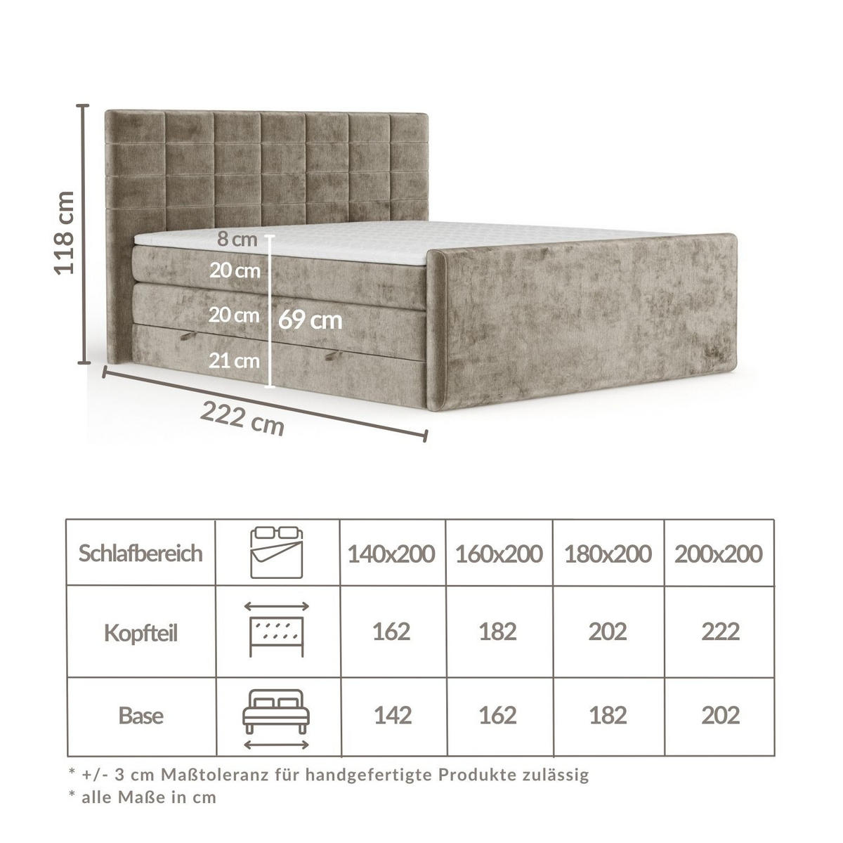 BOXSPRINGBETT Ava Rosa 180/200 cm - Schwarz/Rosa, Holz/Holzwerkstoff (180/200cm) - Maison de Reve
