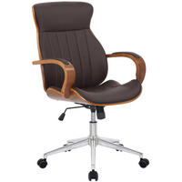 DREHSTUHL Lederlook Walnuss/Braun - Chromfarben/Walnussfarben, Textil/Metall (63/100/68cm) - CLP