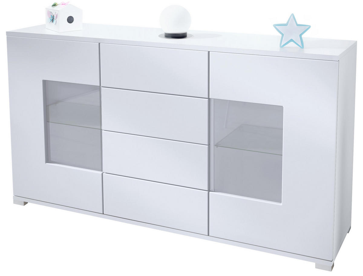 SIDEBOARD Grömitz Weiß matt - Weiß, Holzwerkstoff (138.5/75.5/35cm) - Vladon