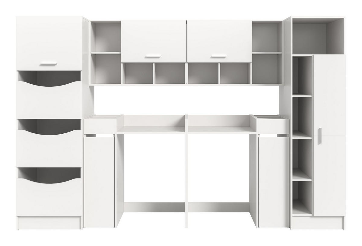 WASCHMASCHINENUMBAU 8tlg. Set Mixx Bad in weiß Nachbildung - modernes Design - B/H/T: 300x195x68 cm - Weiß, Holzwerkstoff (300/195/68cm) - Homes & Jones