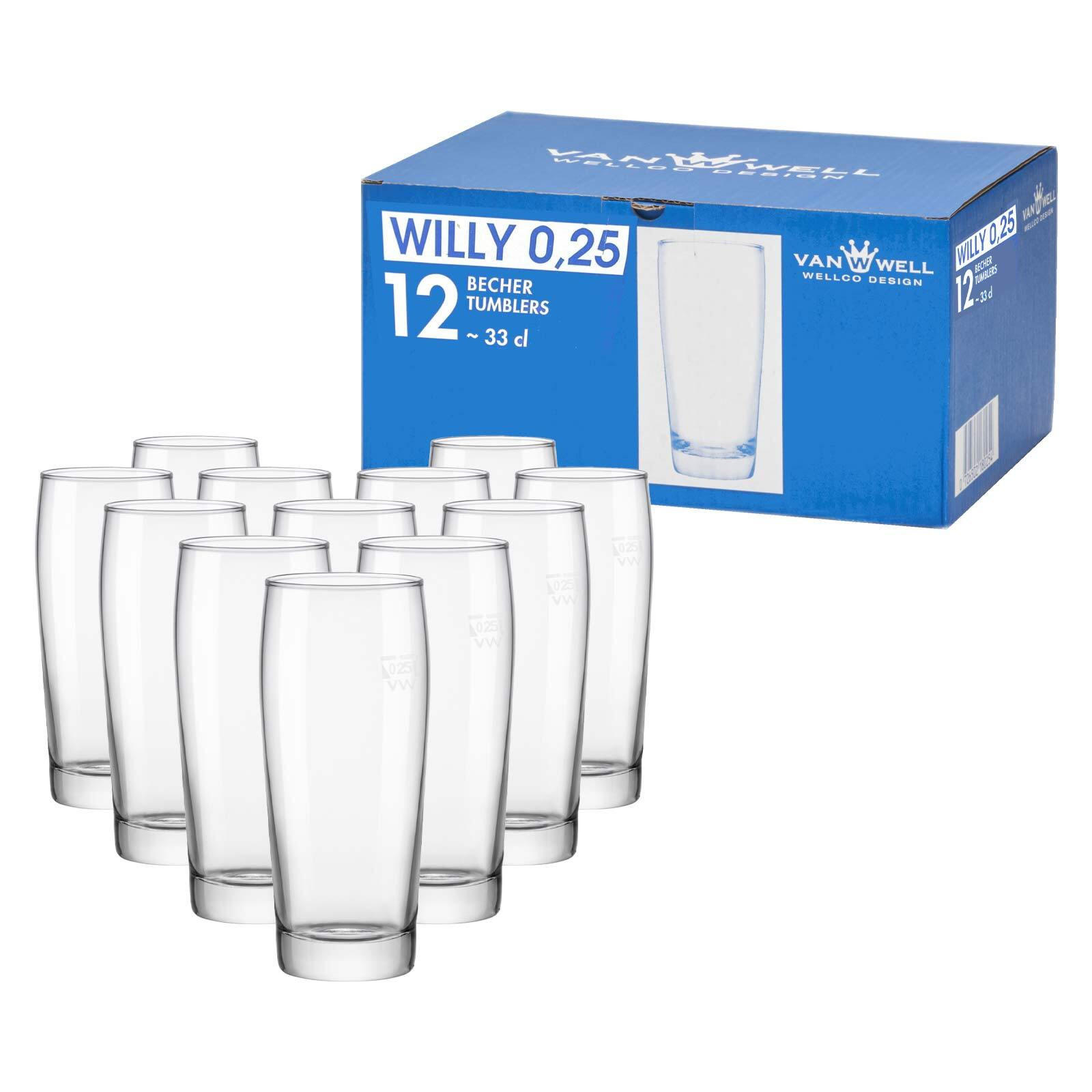WILLI BECHER GEEICHT transparent 0,25 l 12er Set - Transparent, Glas (0.25L) - Van Well