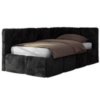 MLÁDEŽNÍ POSTEL ARVO 90/200 - Černá Plyš - Pravá - černá, textil (200/90cm) - MKS