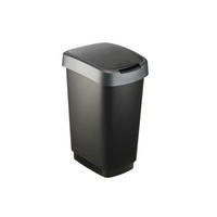 MÜLLEIMER 25 Liter 47,6x25x33 cm Kunststoff Schwarz-Silber - Schwarz, Kunststoff (25.2/47.6/33.3cm) - PROREGAL