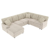 WOHNLANDSCHAFT mit U-Form, Chaise longue, USB und Type-C in Beige - Beige, Textil (249/83/196cm) - EVRYAE